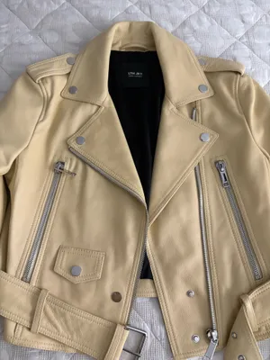 LTH JKT butter yellow biker leather jacket thumbnail 1