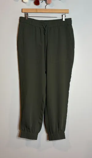 Ann Taylor forest green pull on jogger pants thumbnail 1