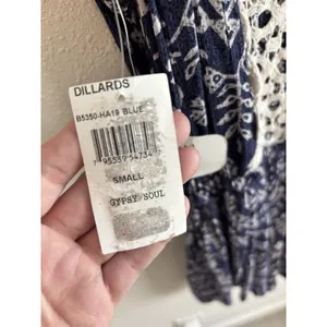 NWT Angie Gypsy Soul Romper Dress Small Blue White‎ Boho Crochet Lace Dillard's thumbnail 3
