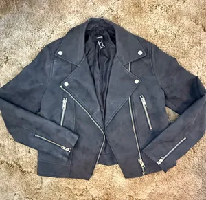 Forever 21 Black Faux Suede Moto Biker Jacket Size M thumbnail 2
