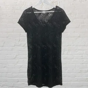 Alexa & Stella Black Crochet Mesh Swim Cover-Up Dress L Beachy Summerdress Chic thumbnail 3