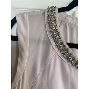 Rebecca Taylor Embellished Silk Wrap Top Womens Size 0 Lavender Grey Sleeveless thumbnail 3