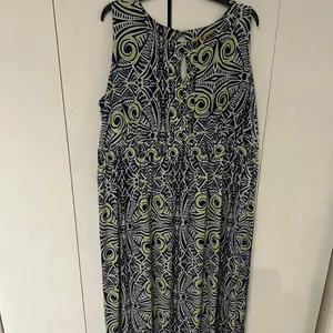 Ruby Rd. Navy and Lime Geometric Maxi Dress Blue Size 2X thumbnail 2