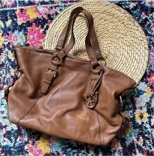 Michael Kors Leather Double Handle Zip Top Purse thumbnail 1