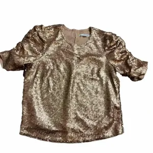 Abercrombie Classic Party Top Sequin Bling Y2K Ruched Sleeve Button‎ Back XS thumbnail 8
