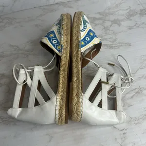 Aquazzura Belgravia Printed Leather Flats Espadrille‎ White Size 8.5 cute spring thumbnail 10