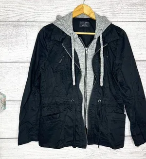 Love Tree Black & Gray Double Layer Hooded Jacket Size Large thumbnail 1