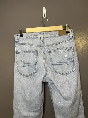 American Eagle Outfitters Super High Rise Straight Jeans Womens 4 Distressed thumbnail 5