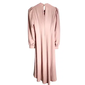 Pinar Şems Pink Long Sleeve Pleated Maxi Dress with Ruffle Neck – Small (EU 36) thumbnail 2