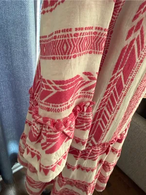 THML Pink & White Embroidered Tiered V-Neck Dress size-S thumbnail 7