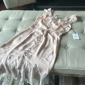 NWT LPA The Label Revolve Pink Ruffle Lavender‎ Floral Maxi Dress Size Medium thumbnail 2
