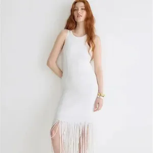J. Crew Collection White Sequin Fringe Maxi‎ Dress Formal Evening Gown Size 2 thumbnail 14