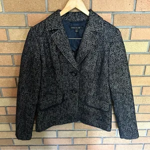 Lafayette 148 Navy Blue Printed Velour Blazer Single Breasted Women’s Size 6 thumbnail 1