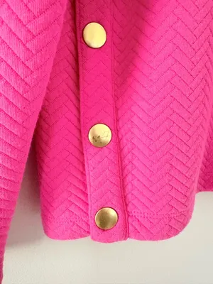 J. Crew Factory Herringbone mockneck sweatshirt snap in soft fuchsia pink Size M thumbnail 5