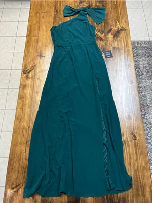 Lulus Revel in the Moment Emerald Green One-Shoulder Maxi Dress Size Large NWT thumbnail 7