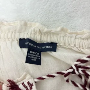 American‎ Eagle Outfitters Cream Embroidered Blouse Size S thumbnail 7