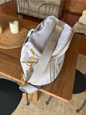 Fawn Design Lavender Leather Convertible Backpack Gold Hardware RARE flawed thumbnail 13