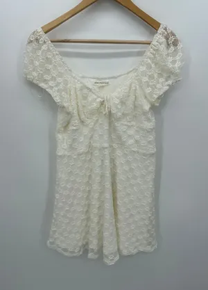 Aeropostale Cream Lace Mini Babydoll‎ Dress Size L Witchy Fairy Coquette Dainty thumbnail 1