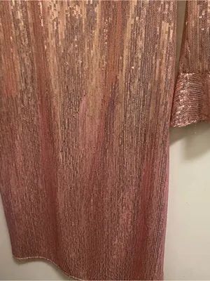 Rachel Parcell Womens Midi Dress S Small Rose Gold Pink Sequins Allover Formal thumbnail 4