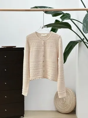 Sézane Cream Open-knit Lace Cardigan thumbnail 2