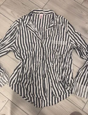 Victoria's Secret Pajama Set Small Navy White Stripe Metallic Shimmer 2pc S thumbnail 1