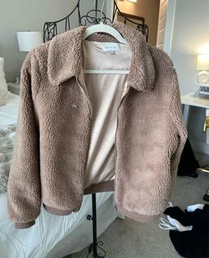 Teddy Fleece Jacket Brown Size M thumbnail 1