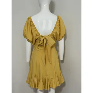 The Vintage Shop Women’s Cottagecore Dress Mustard Puff Sleeve Open Back M NWOT thumbnail 6