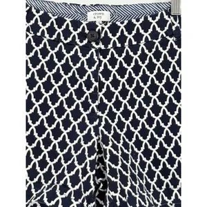 Crown & Ivy Chino Shorts Womens 6 Navy Blue Geometric‎ Trellis Stretch Casual thumbnail 5