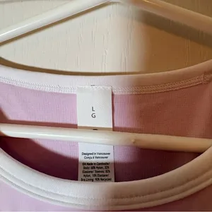 Lululemon Tight Fit Cropped Shelf Bra Tee NWT Sz Large PNKO/WHT thumbnail 3