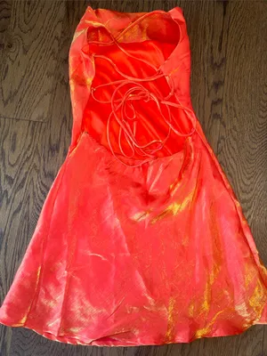 ThatsSoFetch Women's Bright Coral-Orange Satin dress thumbnail 4