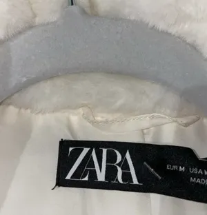 ZARA NWT Faux Fur Teddy Jacket Coat Medium Bloggers Fav White thumbnail 4