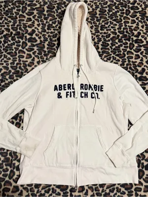 2000s vintage style Abercrombie & Fitch double zip up sherpa lined hoodie thumbnail 3