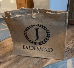New and custom made "J" bridesmaid tote bag with black bow thumbnail 1