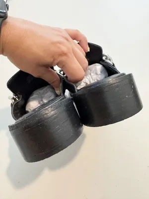 Free‎ People Vida Mules Size 36 Black Leather Silver Chain Grunge Downtown Girl thumbnail 5
