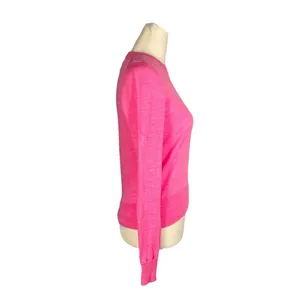 J. Crew Women's Hot Pink Merino Wool Crewneck Thin Knit Long Sleeve Size XS thumbnail 4
