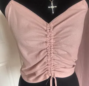 Pink ruched tie front cami top Size L thumbnail 2