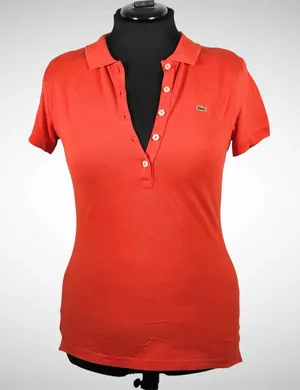 Women’s Red Lacoste 5 Button Slim Fit Polo Size 42 (US 10/L) thumbnail 1