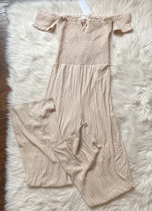 Sage The Label Off The Shoulder Pinstripe Jumpsuit thumbnail 3