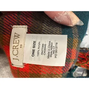 J.Crew Plaid Blanket Scarf Oversized Tartan Fringe Preppy Holiday Academia thumbnail 4
