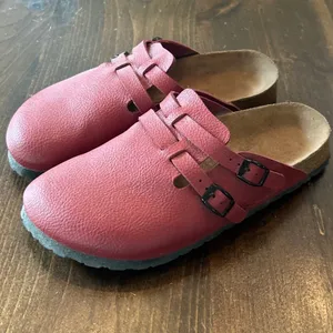 Birkenstock Camden Closed Toe Clogs W10 M8 Red Leather Double Strap Boho Comfort thumbnail 2