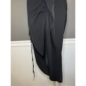 Abercrombie & Fitch Dress Womens Medium Black Satin Ruched Cowl Slip Midi Party thumbnail 8