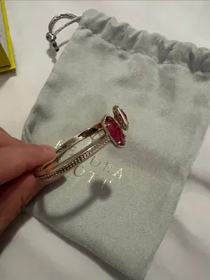 Kendra Scott Silver Open Cuff Bracelet with pink Stone Ends thumbnail 3