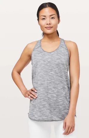 Lululemon Essential Tank Top gray print activewear yoga Pilates gym training 6 thumbnail 1