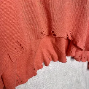 Free People We the Free Star Relaxed Distressed Henley Top Orange Linen Small thumbnail 7