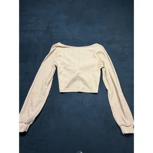 SHEIN Women's Beige Ribbed‎ Twist Front Long Sleeve Crop Top XS thumbnail 6
