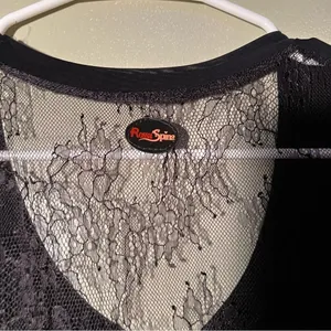 Rossaspina Women's Tank‎ Top Black Scoop Neck Lace Back Tango Dance Stretch thumbnail 8