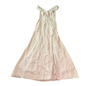 NWT Dessy OFF-THE-SHOULDER CUFF‎ TRUMPET GOWN WITH FRONT SLIT CAMEO Size 12 R thumbnail 2