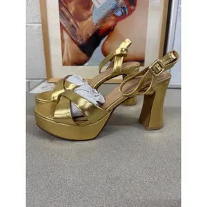NIB Chinese Laundry Size 8.5 Theena Metallic Gold Platform Heeled Dressy Sandals thumbnail 5
