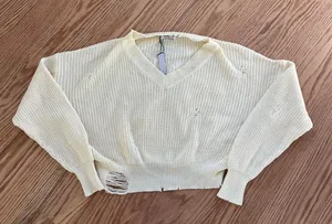 Distressed Cream Sweater Top thumbnail 3