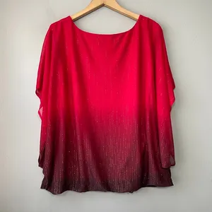 Cato Glitter Mesh Going Out Top Plus Size 1X Red Black Ombre Whimsigoth Party Blouse thumbnail 4
